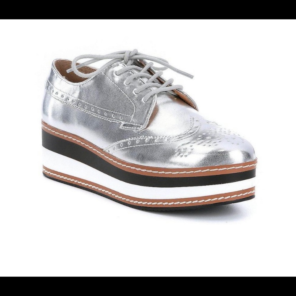 Steve Madden Greco Silver Oxford Platforms